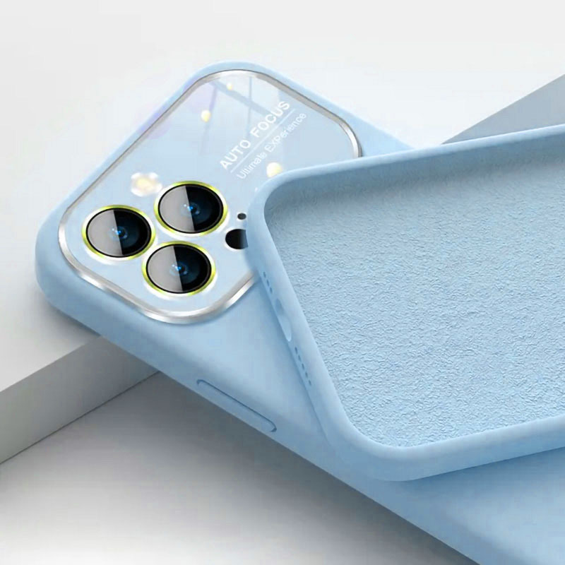 Soft Silicone Lens Case for Iphone 12 light blue