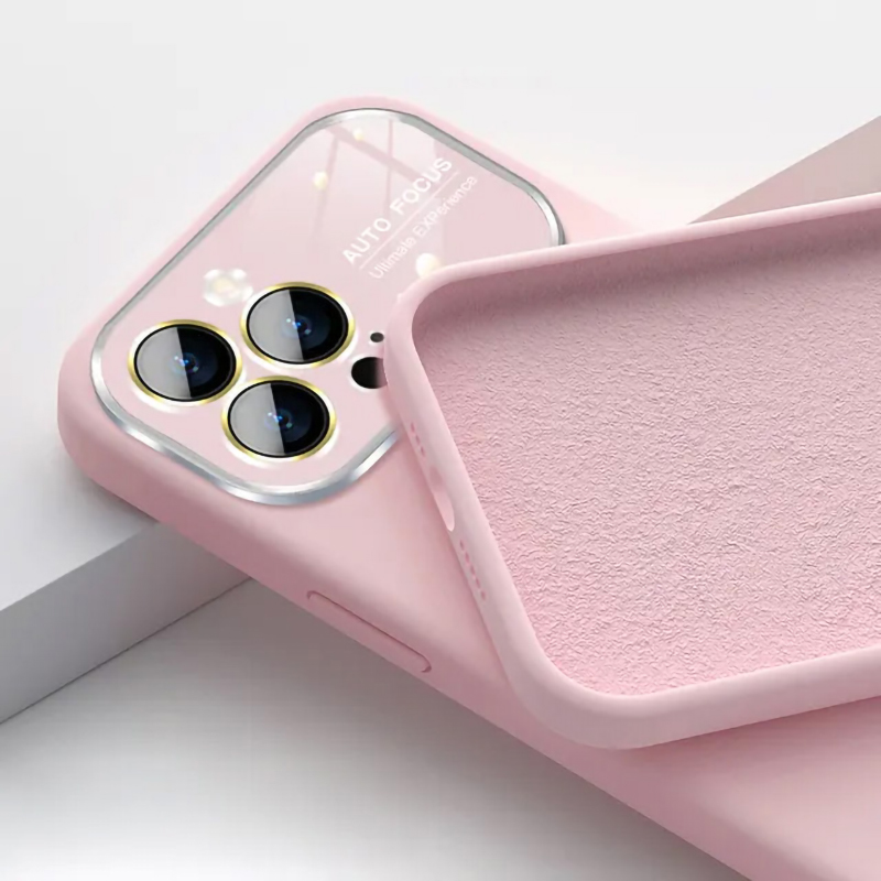 Soft Silicone Lens Case for Iphone 13 Pro light pink