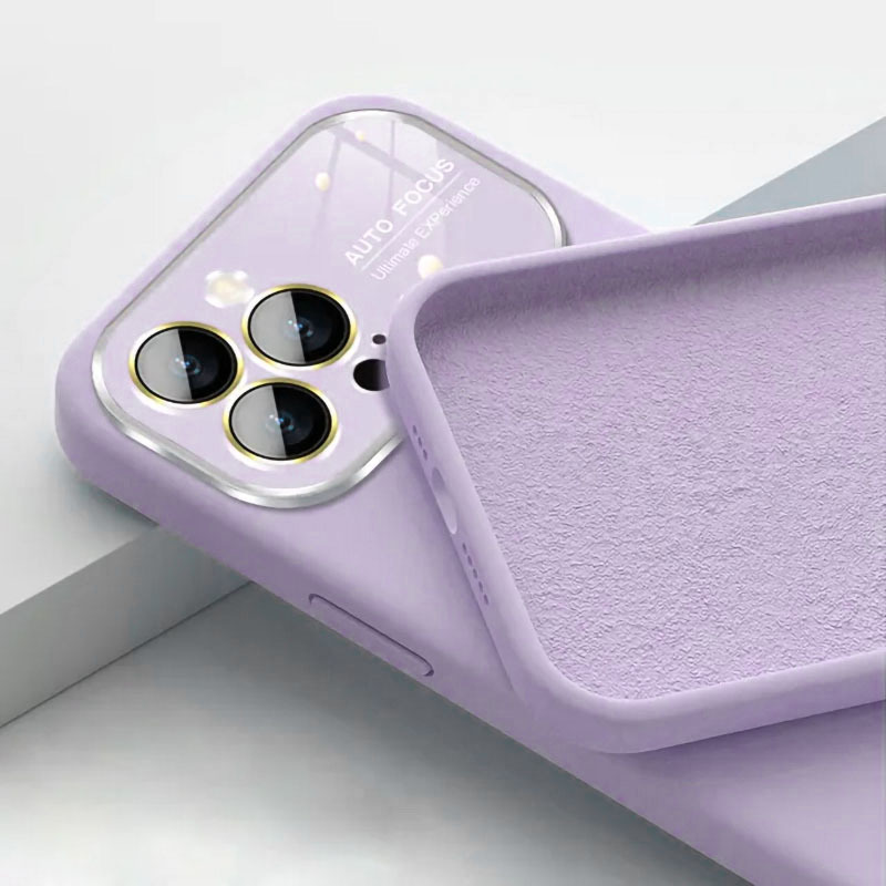 Soft Silicone Lens Case for Iphone 14 Pro Max light purple