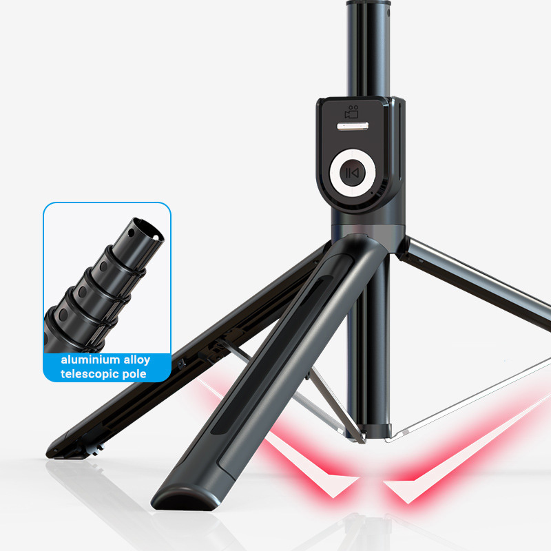 Selfie Stick - with detachable bluetooth remote control and tripod - P80 1,3 metres BLACK