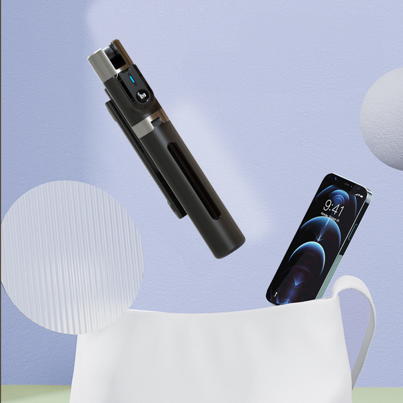 Selfie Stick - with detachable bluetooth remote control, tripod and 2 LED lights - P96D-2 BLACK
