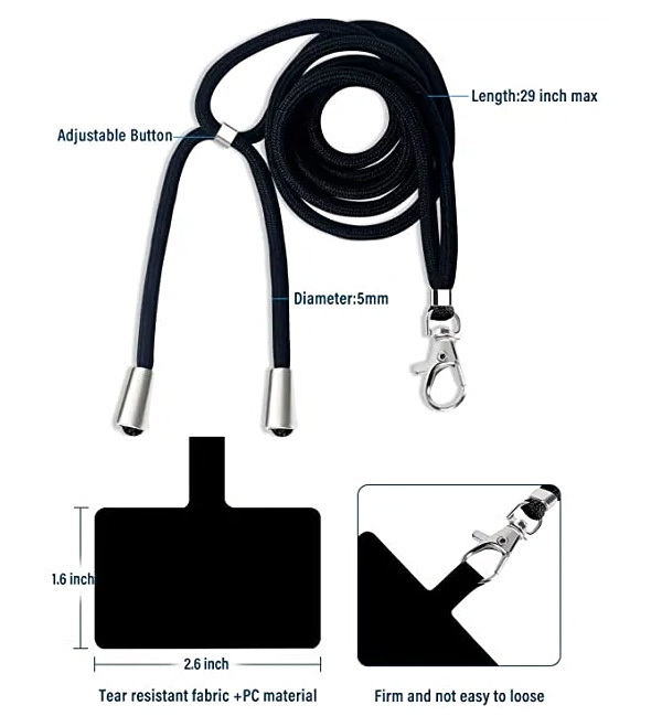 Universal phone lanyard black