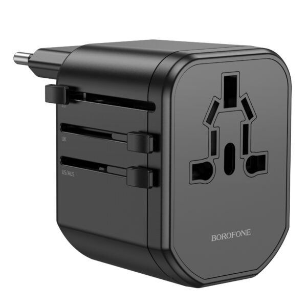 Borofone Travel charger adapter BAC1 - 2xUSB - USA, UK, EU, AU black