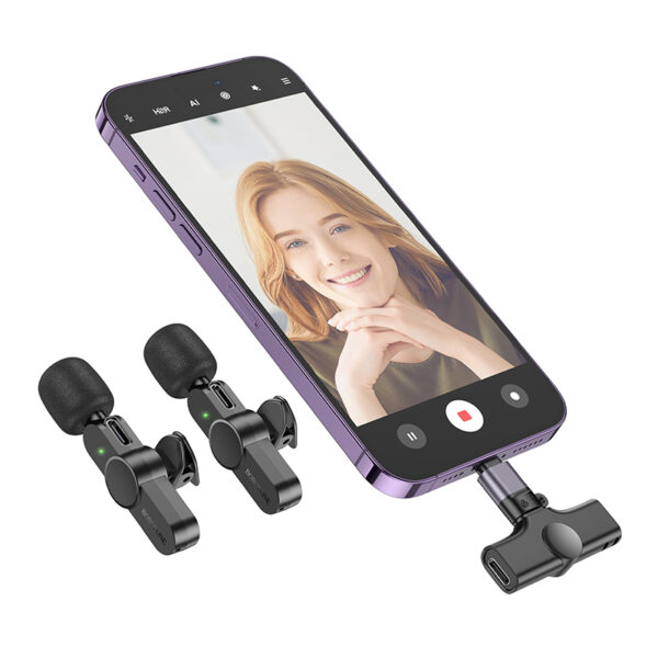 Borofone Lavalier wireless microphone BFK12 Trophy 2 pieces Type C and Lightning black