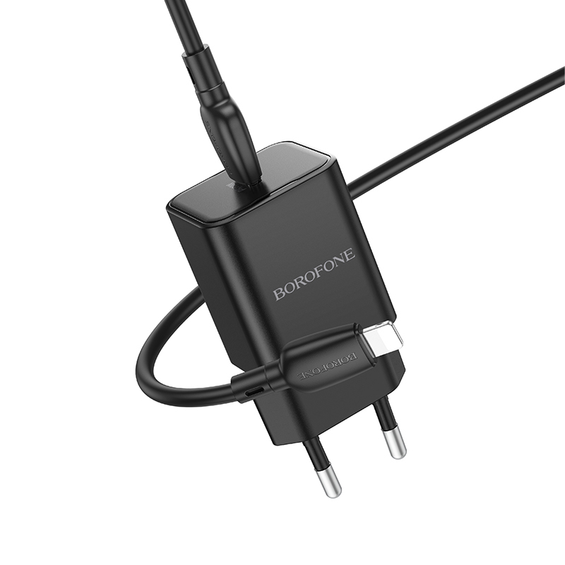 foto_add-236744 Borofone Wall charger BN13 Safety GaN - Type C - PD 30W with Type C to Lightning cable black