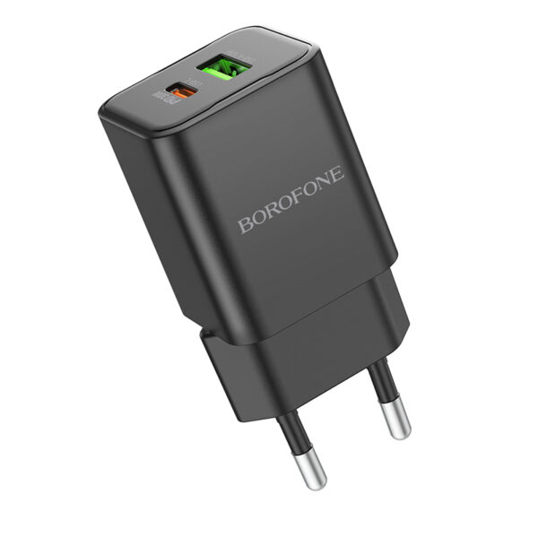 Borofone Wall charger BN14 Royal GaN - USB + Type C - QC 3.0 PD 30W black