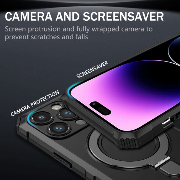Tel Protect Armor Magsafe Metal Ring Case for Iphone 14 Pro Max black