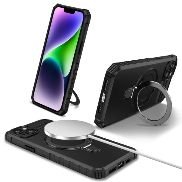 Tel Protect Armor Magsafe Metal Ring Case for Iphone 15 Plus black