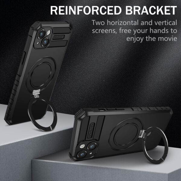 Tel Protect Armor Magsafe Metal Ring Case for Iphone 15 Plus black