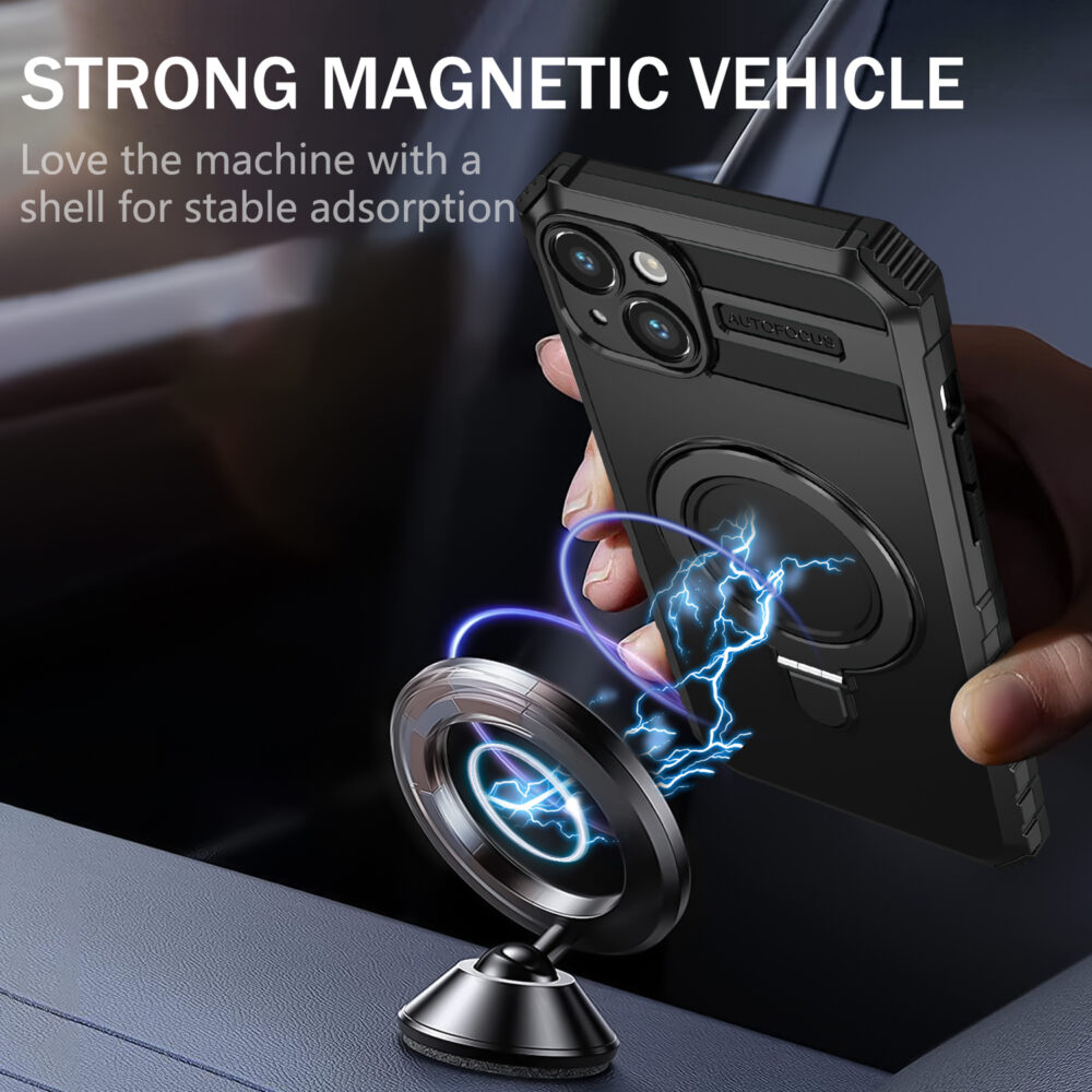 Tel Protect Armor Magsafe Metal Ring Case for Iphone 14 black