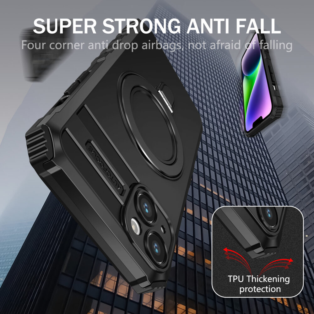 Tel Protect Armor Magsafe Metal Ring Case for Iphone 14 black