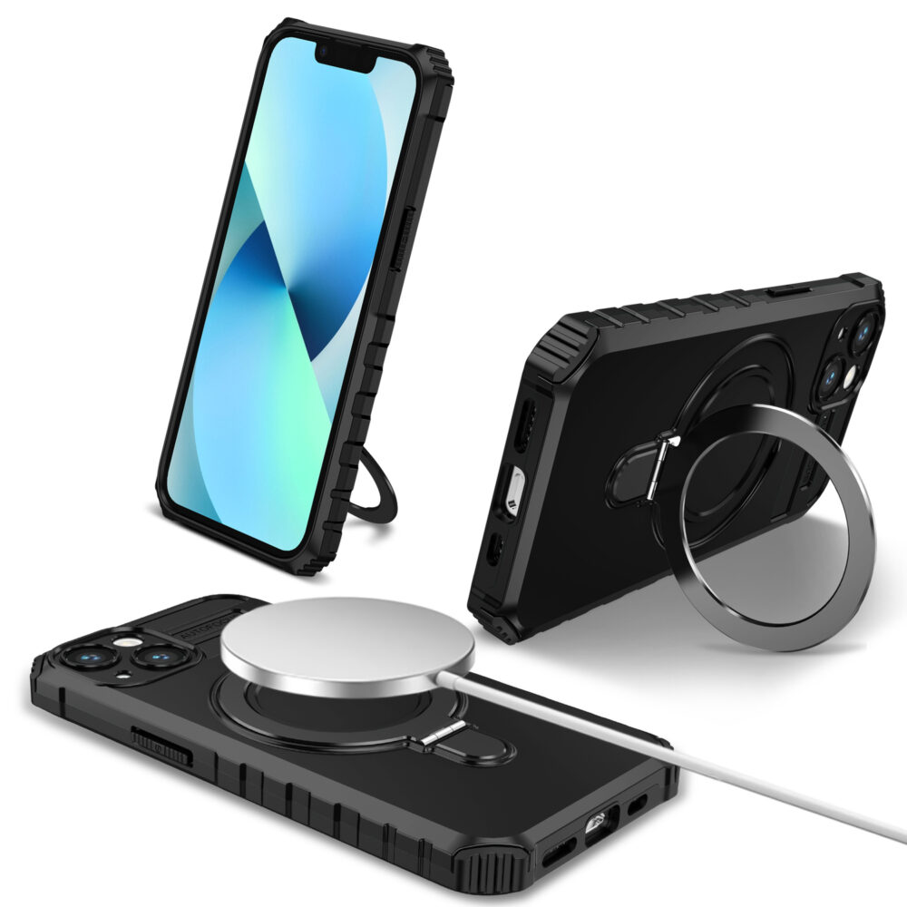 Tel Protect Armor Magsafe Metal Ring Case for Iphone 13 black