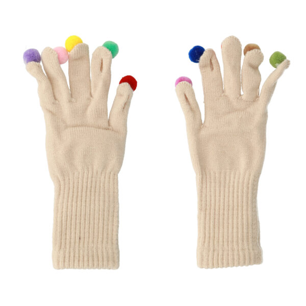 Gloves for touch screens with pom poms BEIGE