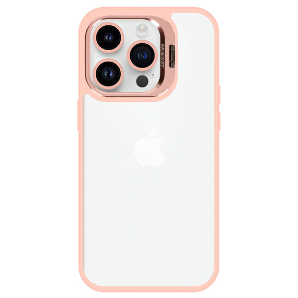 Tel Protect Kickstand case + camera glass (lens) for Iphone 15 Plus light pink