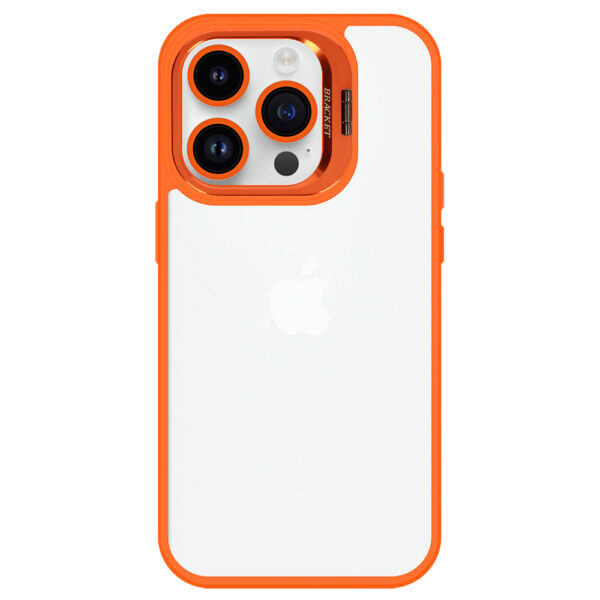 Tel Protect Kickstand case + camera glass (lens) for Iphone 15 Plus orange
