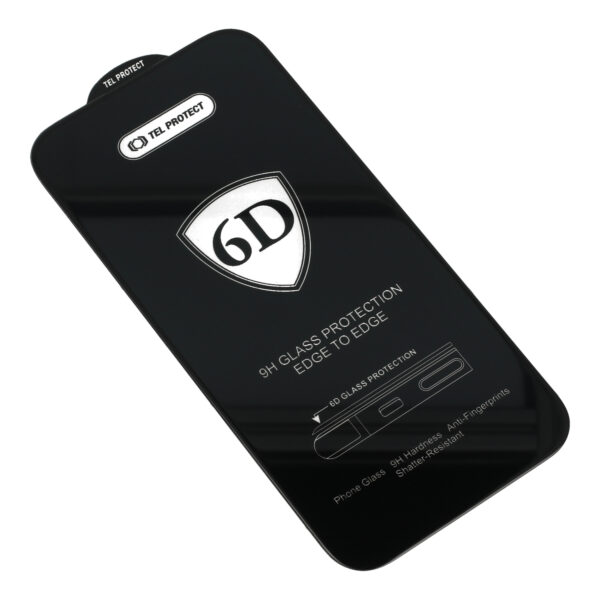 Tel Protect Full Glue 6D Tempered Glass for IPHONE 15 PRO MAX Black - 10 PACK