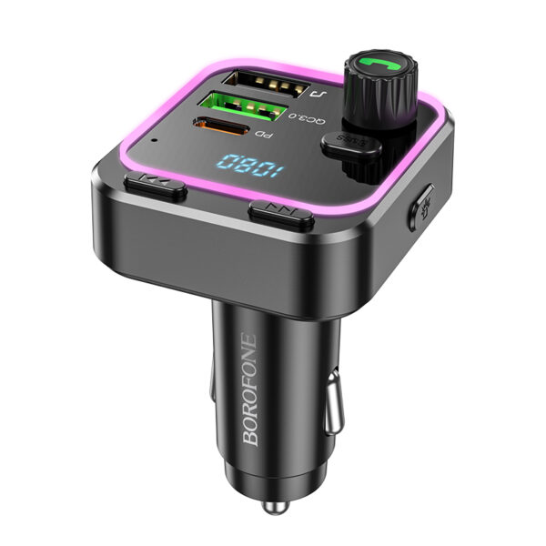 Borofone Transmitter FM BC53 Highway MP3, Bluetooth - 2xUSB + Type C - QC 3.0 18W PD 20W black
