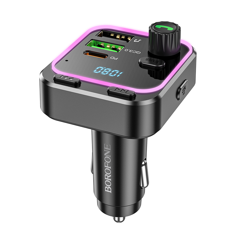 Borofone Transmitter FM BC53 Highway MP3, Bluetooth - 2xUSB + Type C - QC 3.0 18W PD 20W black