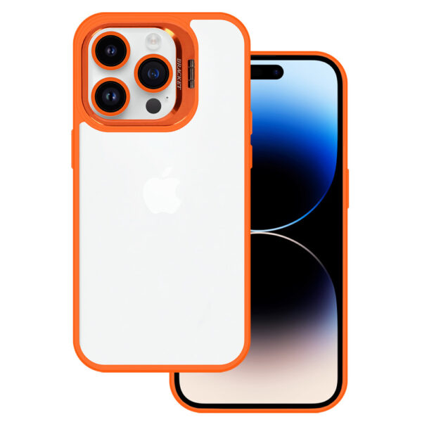 Tel Protect Kickstand case + camera glass (lens) for Iphone 12 orange