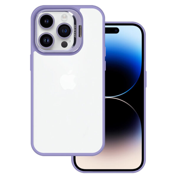 Tel Protect Kickstand case + camera glass (lens) for Iphone 14 Pro light purple