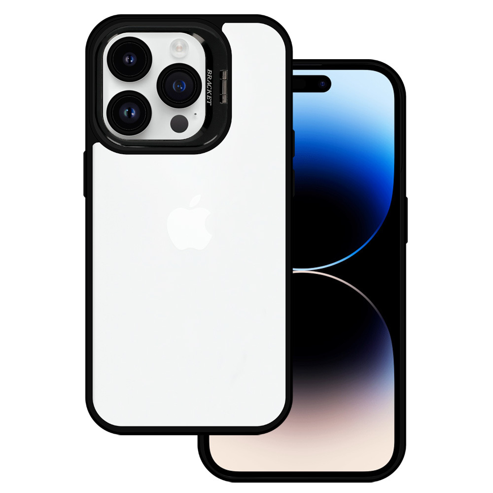 Tel Protect Kickstand case + camera glass (lens) for Iphone 15 Plus black
