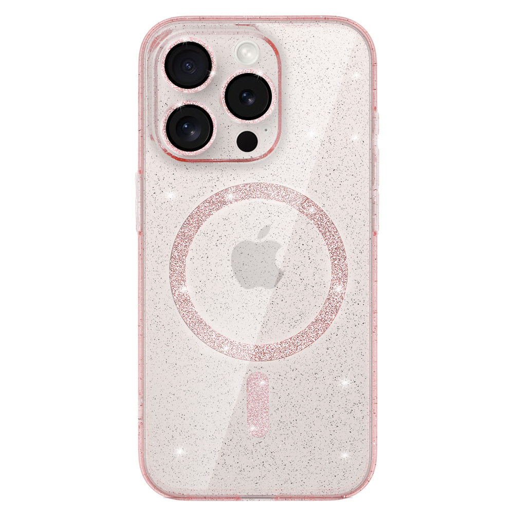 Glitter Magsafe Case for Iphone 12 pink clear