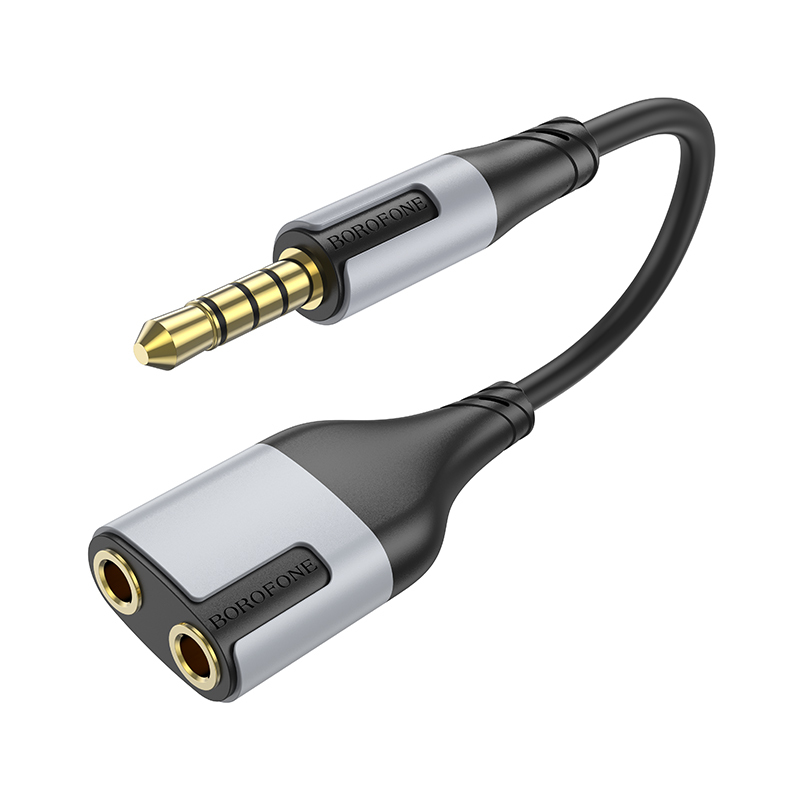 Borofone Cable AUX BL19 Creator 2 in 1 - jack 3,5mm male to 2xjack 3,5mm female - 15 cm black
