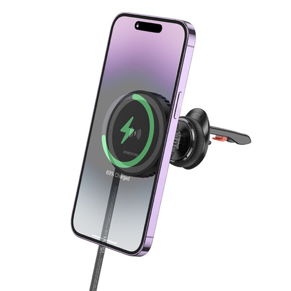 Borofone Car holder BH207 Mona magnetic with induction charging with Type C cable to air vent black