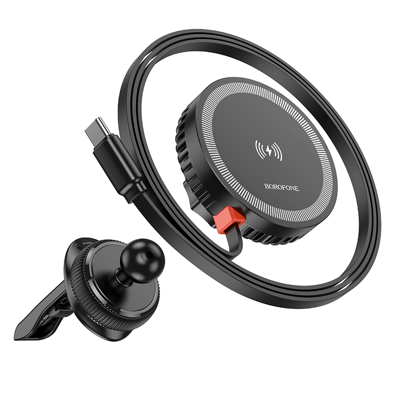 Borofone Car holder BH207 Mona magnetic with induction charging with Type C cable to air vent black