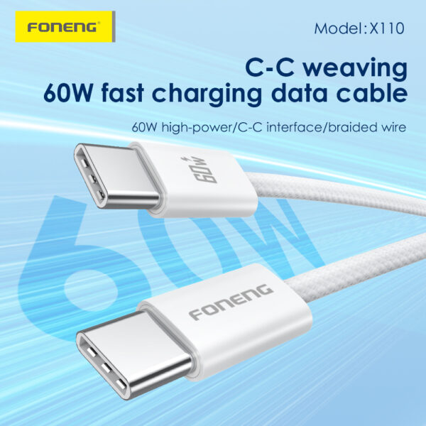 Foneng Cable X110 - Type C to Type C - PD 60W 3A 1,2 metres white