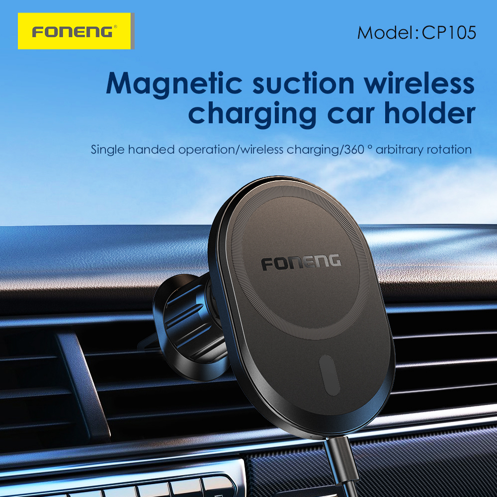 Foneng Car holder CP105 magnetic with induction charging to air vent black