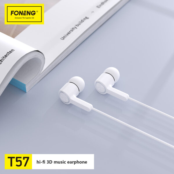 Foneng Earphones T57 with microphone white