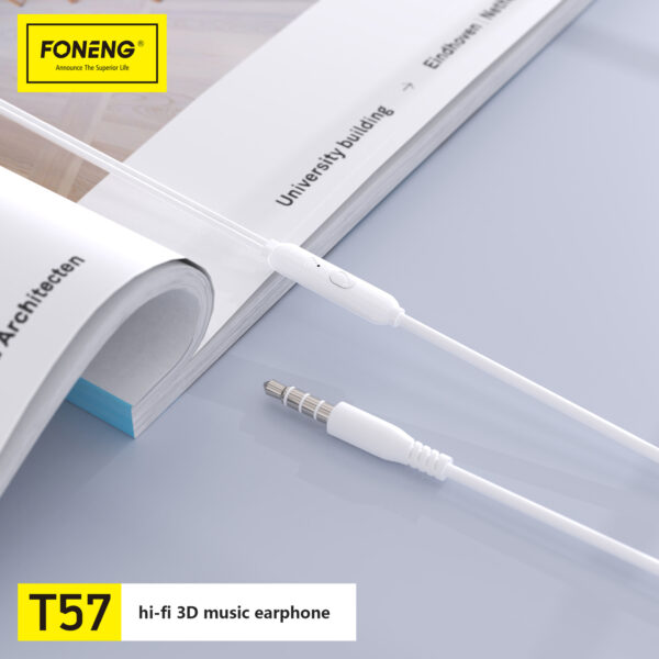 Foneng Earphones T57 with microphone white