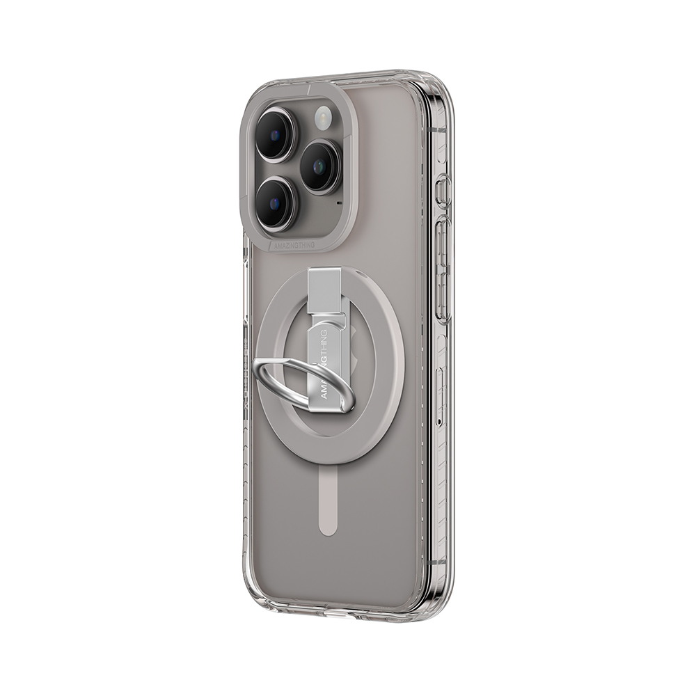 Amazing Thing Titan Pro Mag Ring Grip Case 10FT IP156.1PTRGY for Iphone 15 Pro titanium