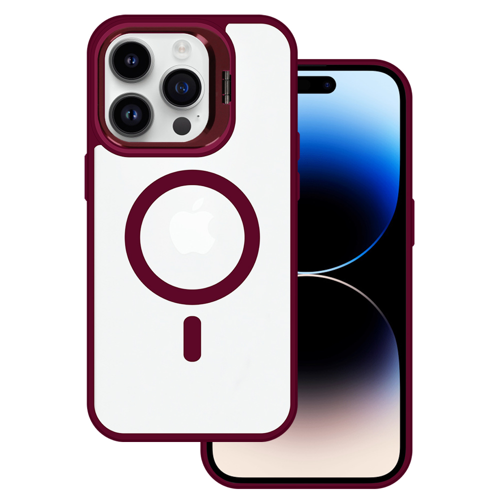 Tel Protect Kickstand Magsafe Case for Iphone 14 Pro Max burgundy