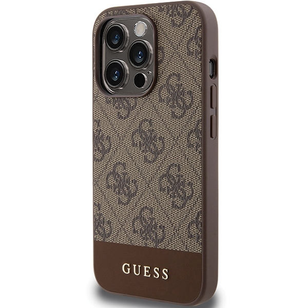 Original Case GUESS hardcase 4G Stripe Collection GUHCP15LG4GLBR for Iphone 15 Pro brown