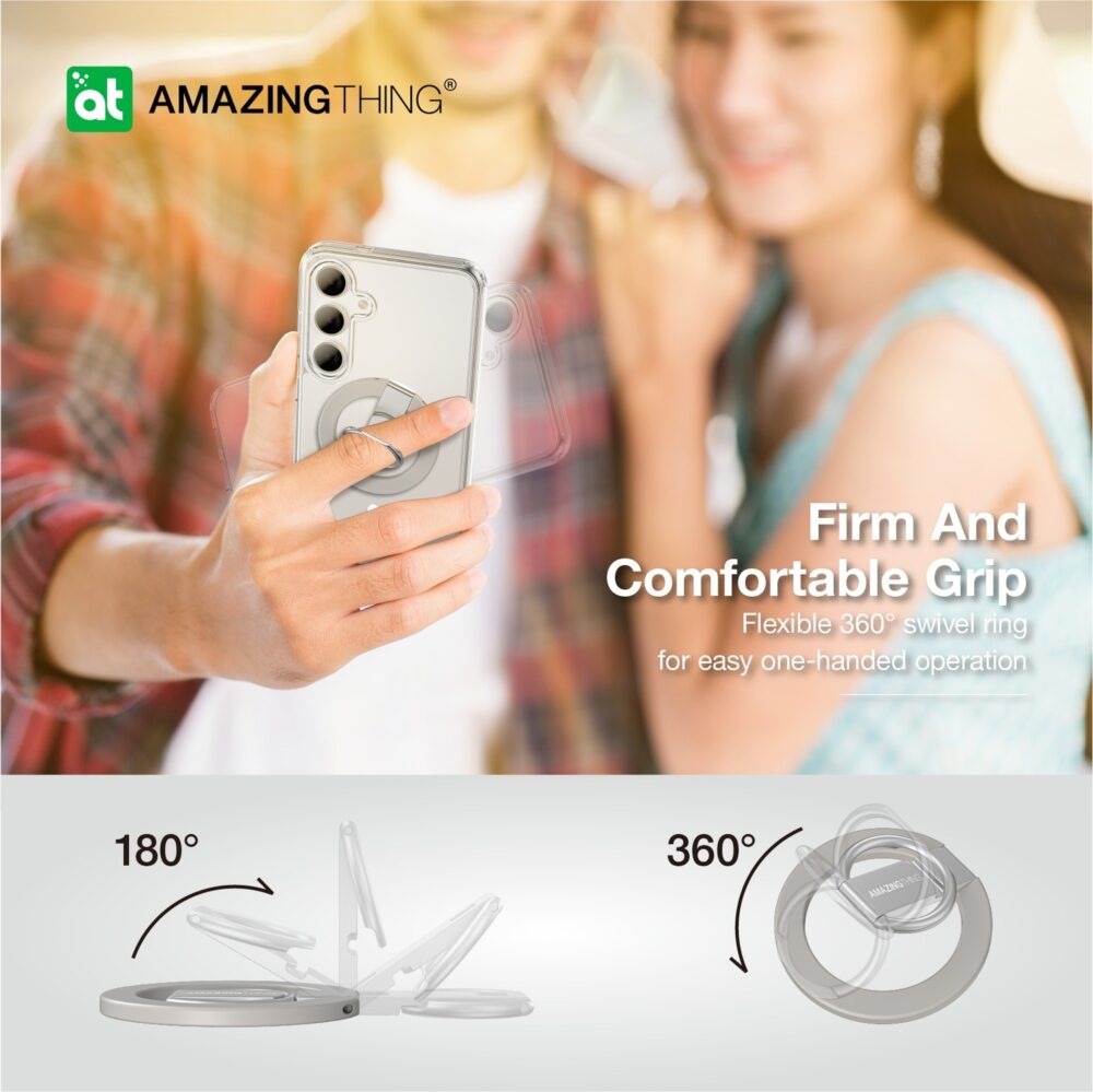 Amazing Thing Minimal Magsafe Grip Ring Case S24PMRMINCL for Samsung Galaxy S24 Plus transparent