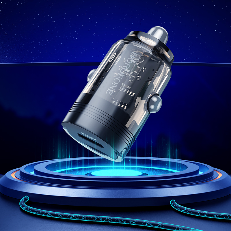 Borofone Car charger BZ29 Ray - Type C - PD 30W 3A with Type C to Lightning transparent-purple