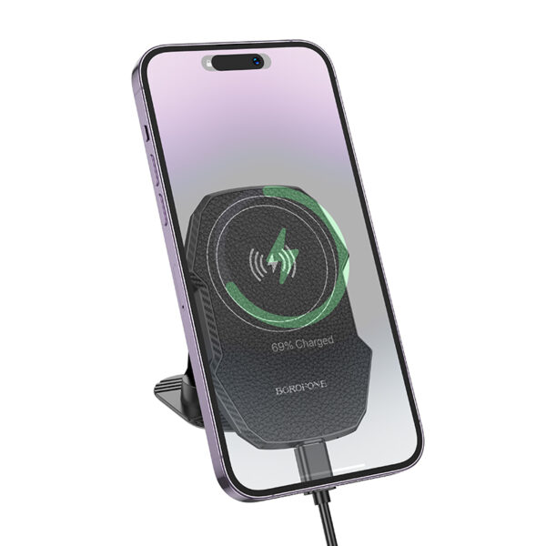 Borofone Car holder BH216 Adelante magnetic with induction charging to dashboard black