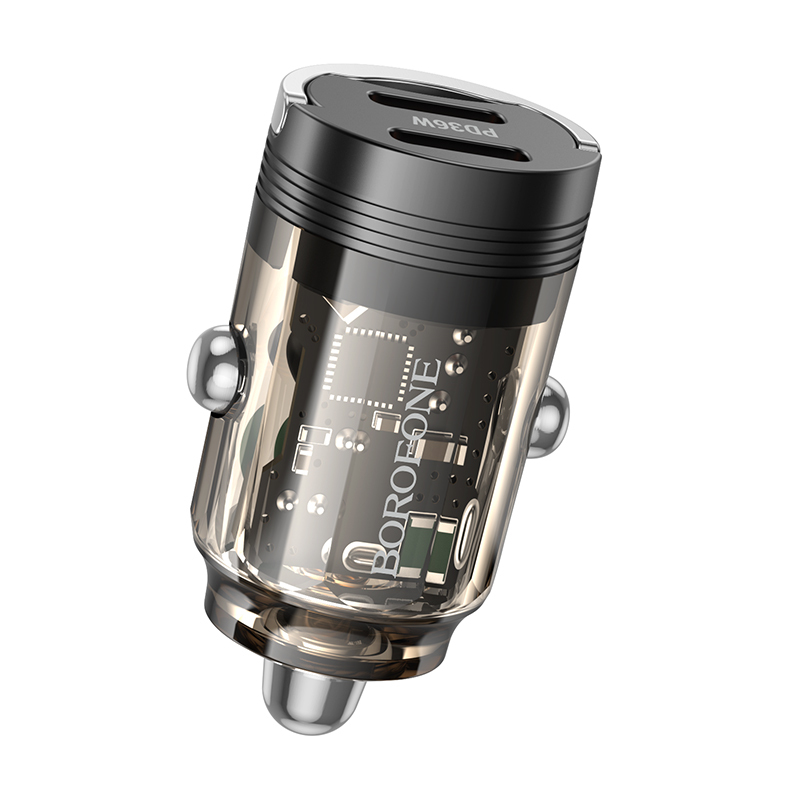 Borofone Car charger BZ29B Outstanding - 2xType C - PD 36W 3A transparent-black