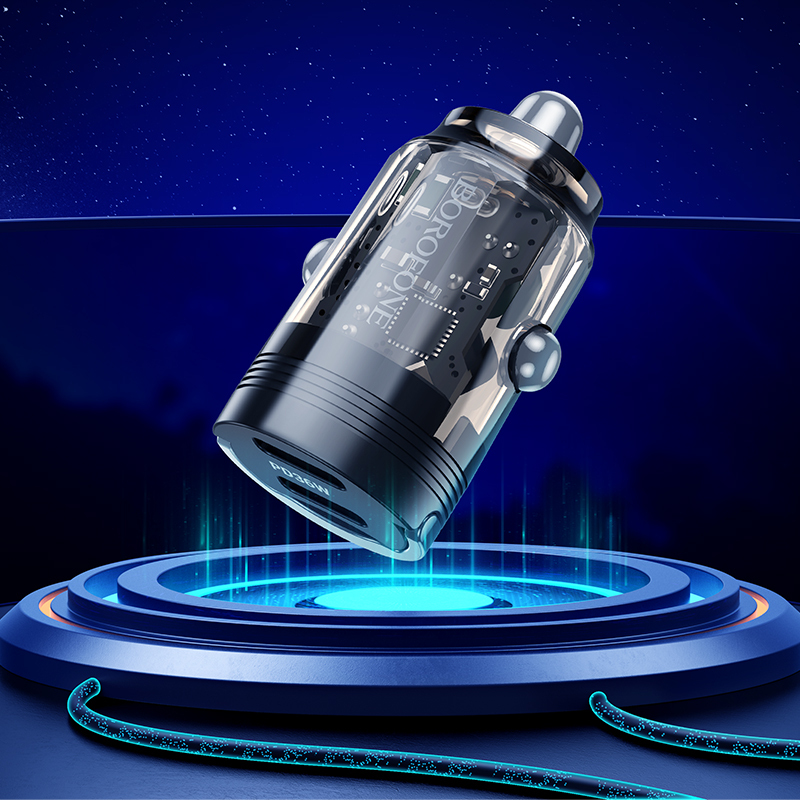 foto_add-272868 Borofone Car charger BZ29B Outstanding - 2xType C - PD 36W 3A transparent-purple