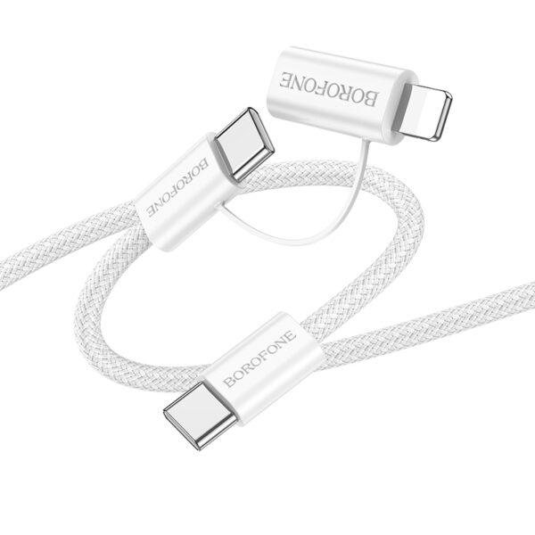 Borofone Cable BX104 Primo - Type C to Type C + Lightning - 60W 3A 1 metre white