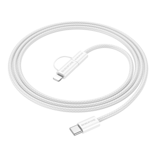 Borofone Cable BX104 Primo - Type C to Type C + Lightning - 60W 3A 1 metre white