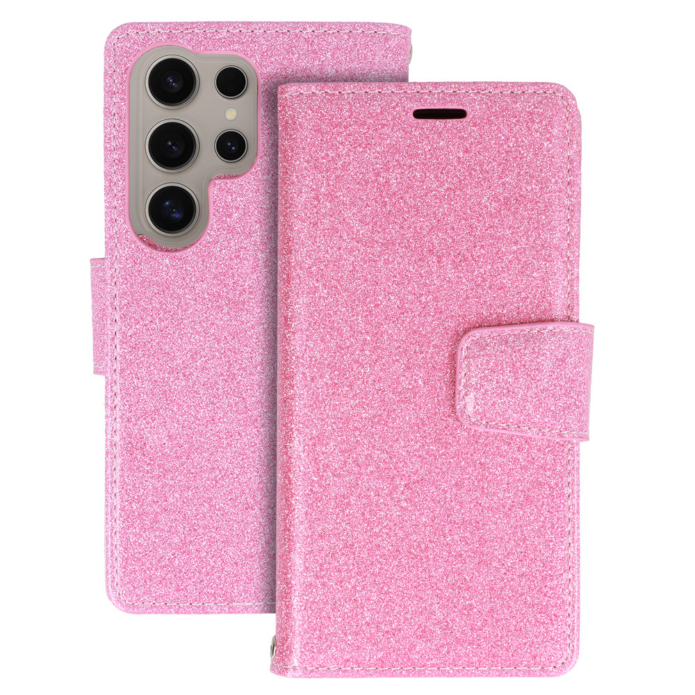 Glitter Magsafe Book Case for Samsung Galaxy S22 pink