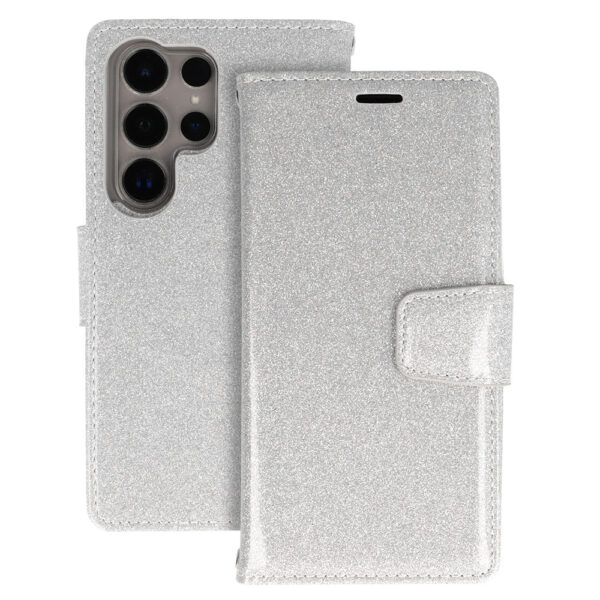 Glitter Magsafe Book Case for Samsung Galaxy S22 silver