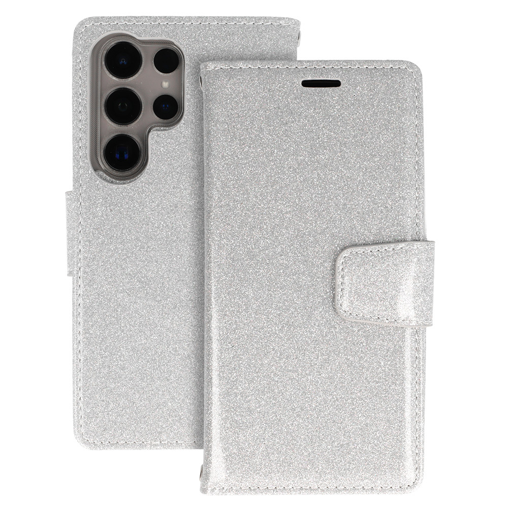 Glitter Magsafe Book Case for Samsung Galaxy S22 silver