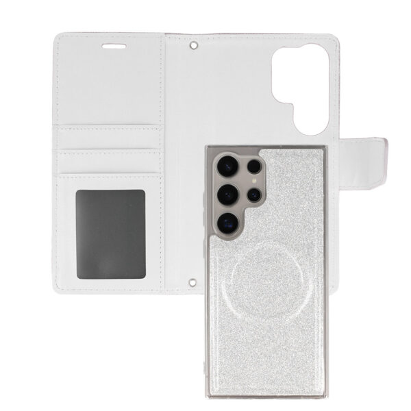 Glitter Magsafe Book Case for Samsung Galaxy S22 silver