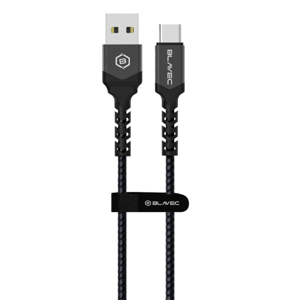 Blavec Cable Raptor braided - USB to Type C - 2A 3 metres Apple CarPlay/Android Auto (CRA-UC2BG30) black-grey