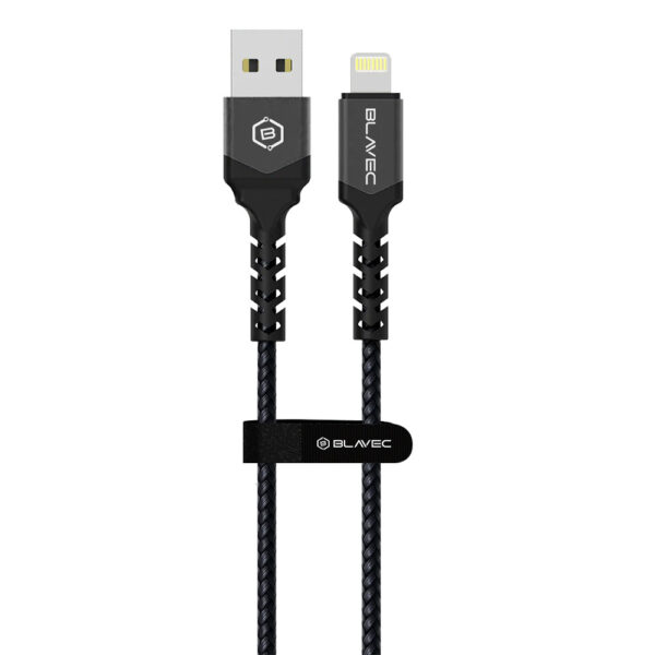 Blavec Cable Raptor braided - USB to Lightning - 2,4A 1 metre Apple CarPlay (CRA-UL24BG10) black-grey