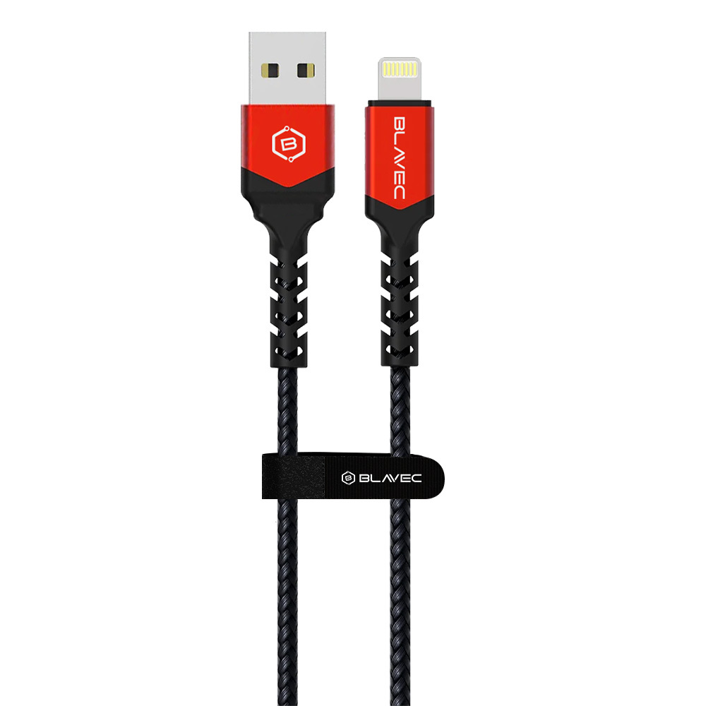 Blavec Cable Raptor braided - USB to Lightning - 1,5A 2 metres Apple CarPlay (CRA-UL15BR20) black-red